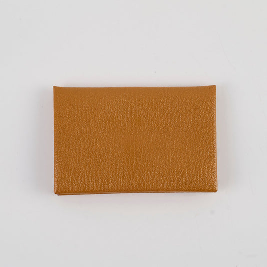Hermes Calvi Verso Card Holder Caramel Chevre Mysore Leather - Z Stamp - photo 2