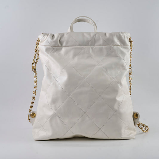 Chanel 22 Calfskin Backpack White Microchip - photo 2