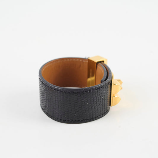 Hermes Collier de Chien 24 Lizard Black Bracelet T2 - photo 2