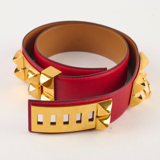 Hermes Collier de Chien 50 Red 85cm - photo 2
