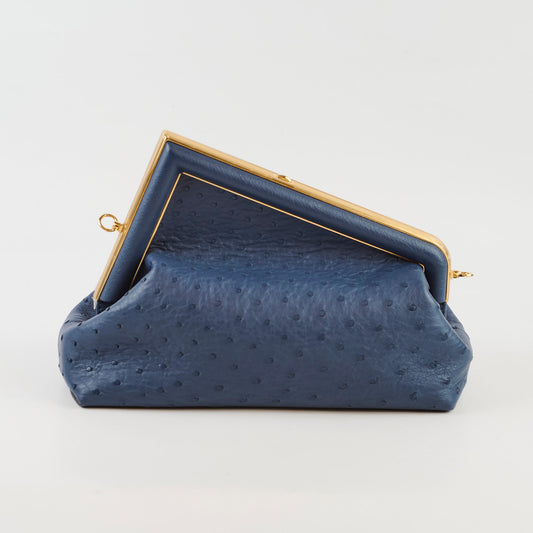 Fendi Small First Clutch Ostrich Blue - photo 2