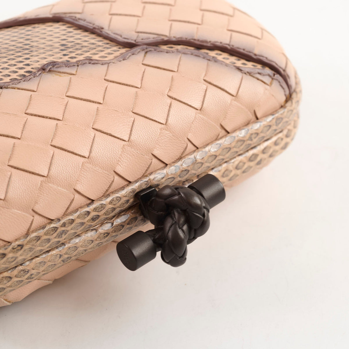 Bottega Veneta Exotic Python Clutch Dusty Pink Blush - photo 11