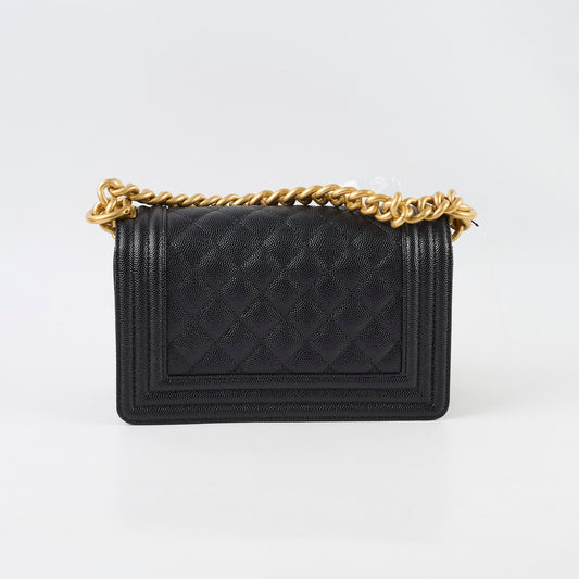 Chanel Small Boy Bag Black Caviar GHW (microchip) Leather Lined - photo 2