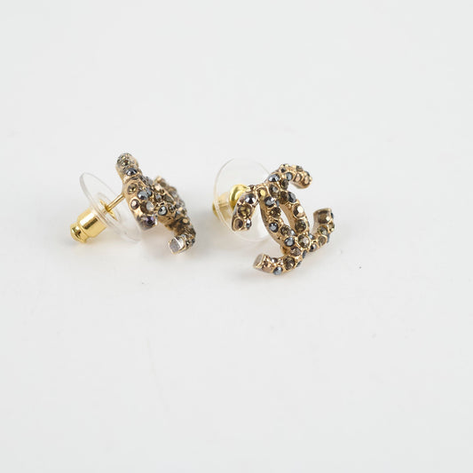 Chanel CC Crystal Gold Earrings Costume Jewellry - photo 2