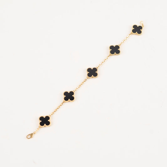 Van Cleef & Arpels Vintage Alhambra Onyx 5 Motif Bracelet - photo 2