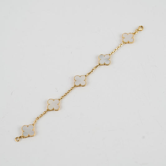 Van Cleef & Arpels Vintage 5 Motifs Alhambra Mother of Pearl MOP Bracelet - photo 2