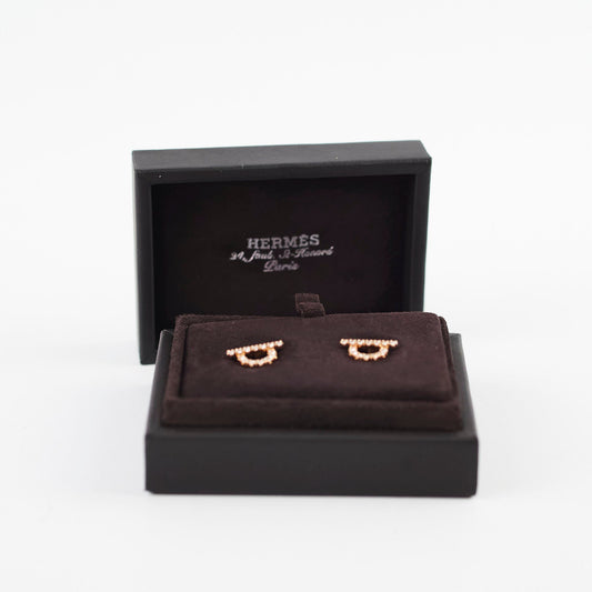 Hermes 18K Rose Gold Finesse Diamond Earrings - photo 2