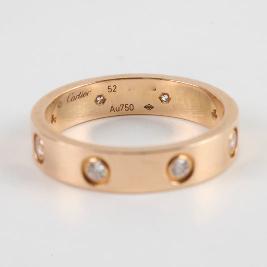 Cartier Small Model Love Ring Pink Gold 8 Diamonds Ring Size 52 - photo 2