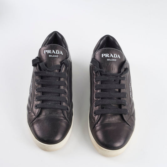 Prada Quilted Leather Sneakers Black - Size 39 - photo 2