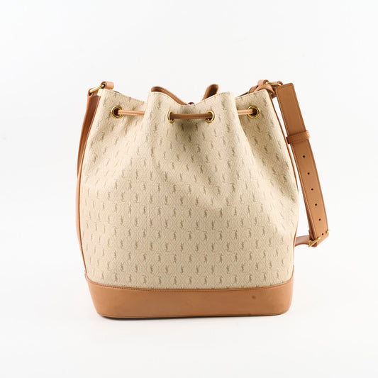 Saint Laurent Monogram Canvas Bucket Bag Beige - photo 2