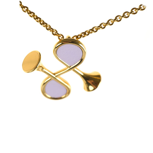 Hermes Heritage Equestre Pendant Necklace Costume Jewellery Mauve - photo 2