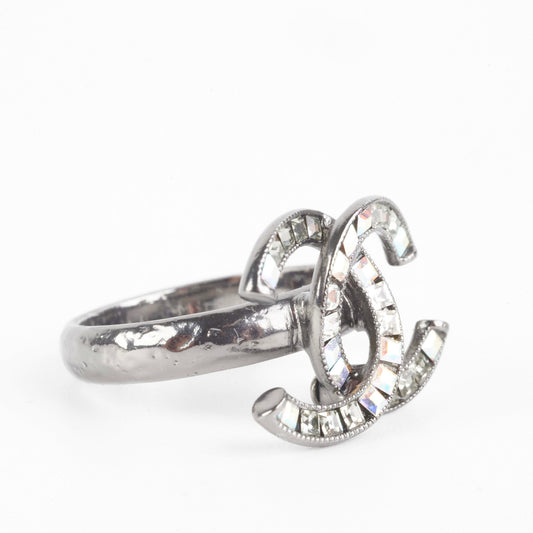 Chanel CC Crystal Logo Ring Costume Jewellery - photo 2