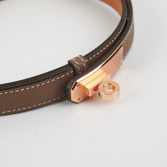 Hermes Kelly 18 Belt Epsom Etoupe Rose Gold - photo 2