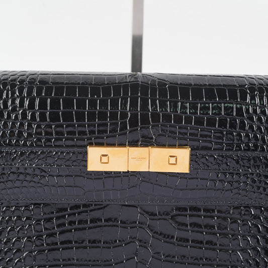 Saint Laurent Manhattan Shoulder Bag in Crocodile Embossed Black - photo 2