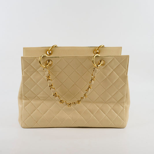 Chanel Vintage Grand Shopping Tote GST Beige Caviar - photo 2