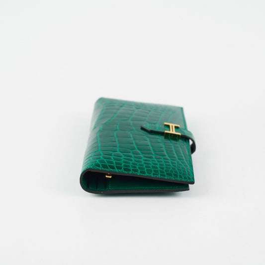 Hermes Bearn Alligator Emerald Wallet D Stamp - photo 2