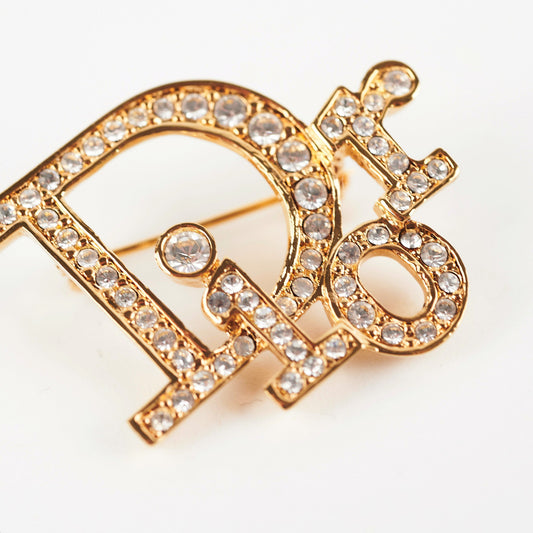 ITEM 5 - Christian Dior Logo Rhinestone Brooch Costume Jewellery - photo 2