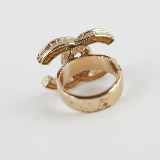 Chanel CC Logo Pearl Cocktail Ring - photo 2