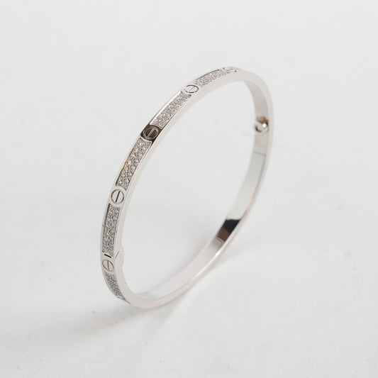 Cartier Love Bracelet Small Model White Gold Pave Diamond Size 16 - photo 2