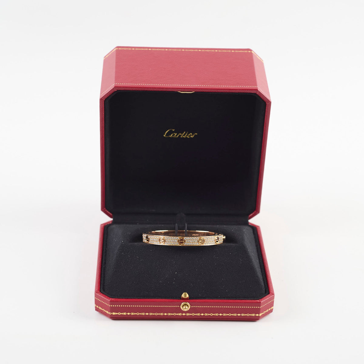Cartier Pave Diamonds Love Bracelet Classic Model Size 16 Pink Gold - photo 7
