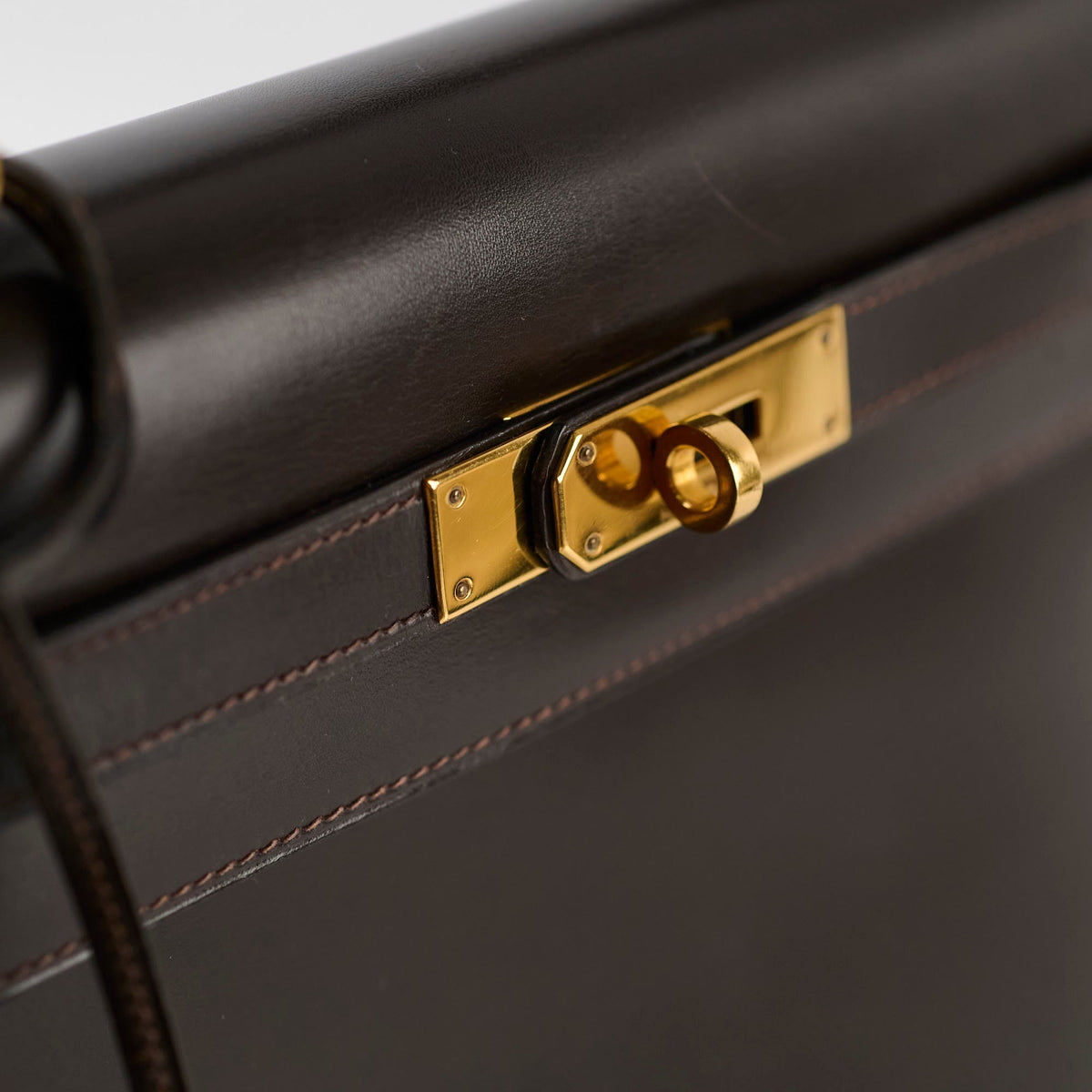 Hermes Kelly 28 Ebene Handbag Box Leather - J Circle Stamp - photo 14