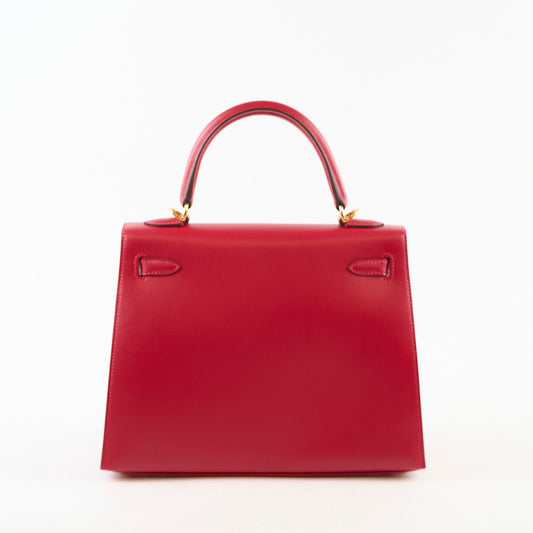 Hermes Kelly 25 Rouge Vif Tadelakt Y stamp - photo 2