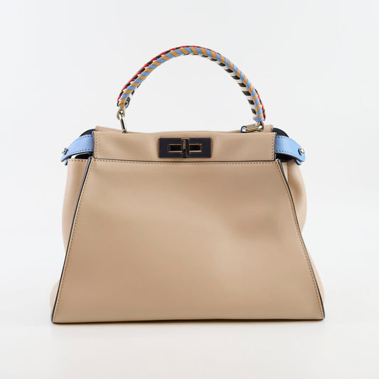 Fendi Medium Peekaboo I See U Braided Handle Calfskin Dove Grey - photo 2