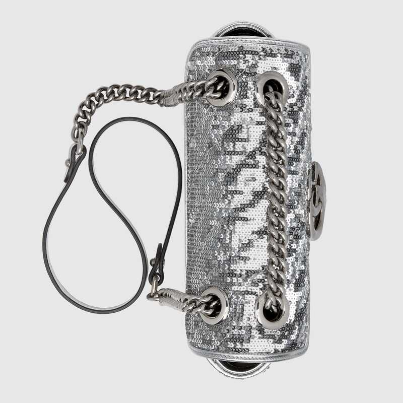 GG Marmont mini sequin shoulder bag Silver Leather - image 5