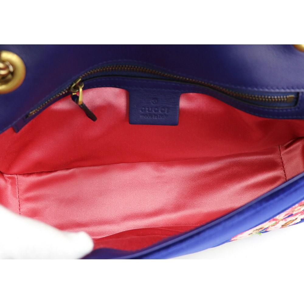Gucci Flap Marmont GG Embroidered Matelasse Blue Velvet Cross Body 443497 - photo 9