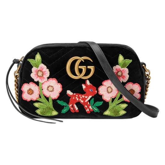 Gucci GG Marmont Matelasse Embroidered Black Nero Velvet Crossbody 447632 - image 2