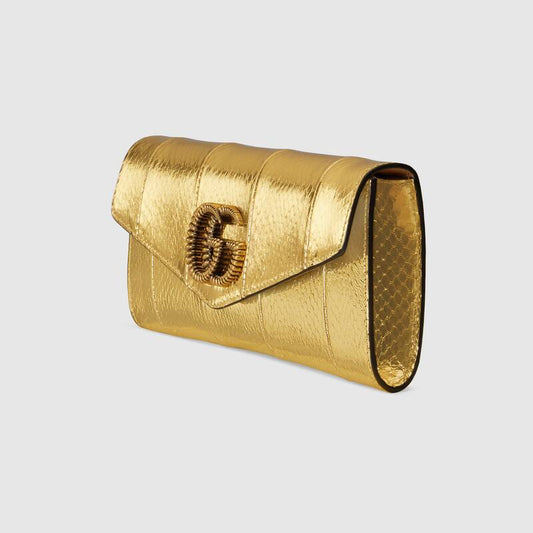 Broadway snakeskin clutch with Double G Gold snakeskin - image 2