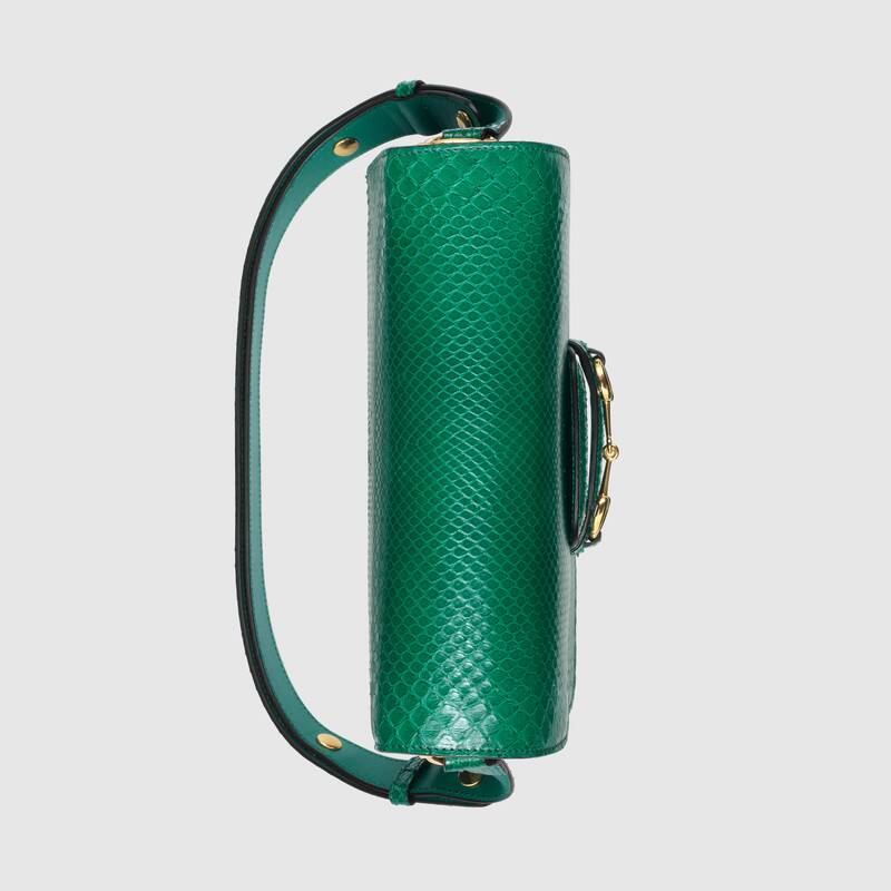 Gucci Horsebit 1955 anaconda small shoulder bag Emerald green anaconda - photo 5