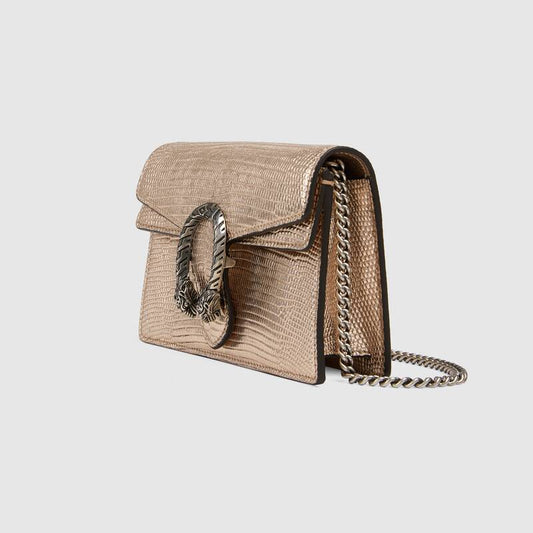 US Exclusive Dionysus lizard super mini bag Gold Leather - image 2