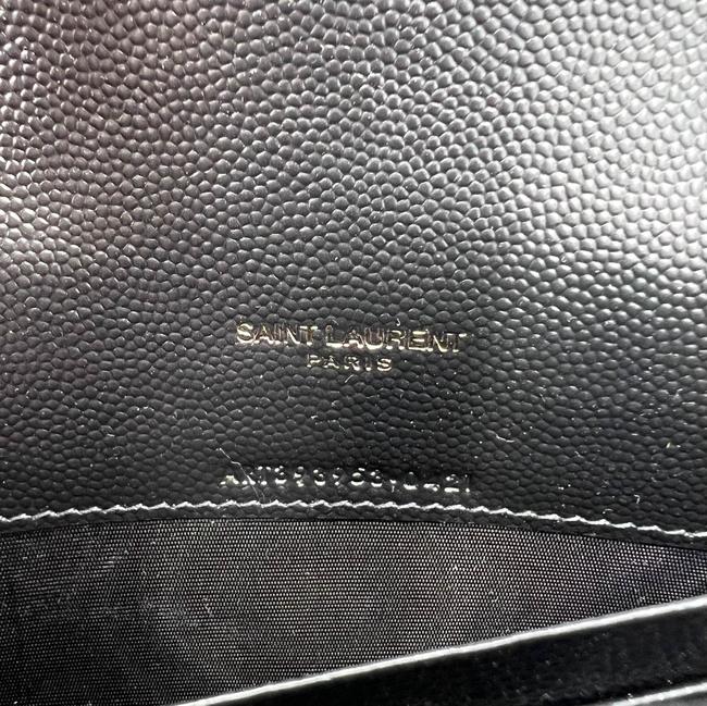 Saint Laurent Chain Wallet Grain De Poudre Matelasse Chevron Monogram Black Leather Cross Body Bag - image 12