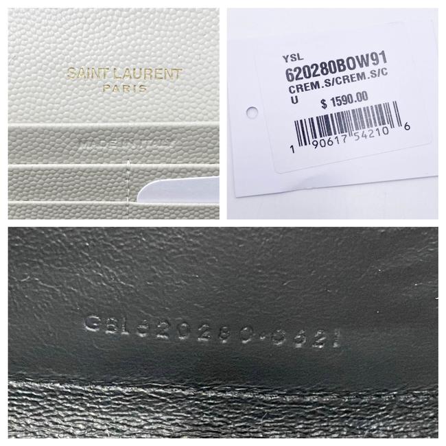Saint Laurent Chain Wallet Grain De Poudre Mixed Matelasse Triquilt Crema White Leather Shoulder Bag - image 12