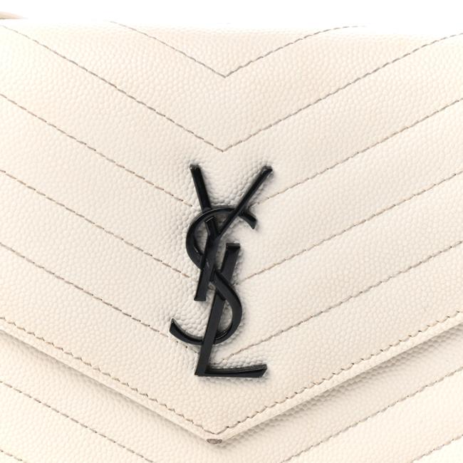 Saint Laurent Chain Wallet Monogram Envelope Grain De Poudre Matelasse Chevron Woc Dove White Leather Shoulder Bag - image 9