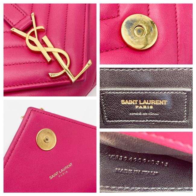 Saint Laurent College Lambskin Matelasse Chevron Small Monogram Satchel Pink Leather Shoulder Bag - image 12