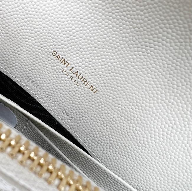 Saint Laurent Monogram Envelope Chain Wallet Medium Grained Matelasse White Leather Shoulder Bag - image 12
