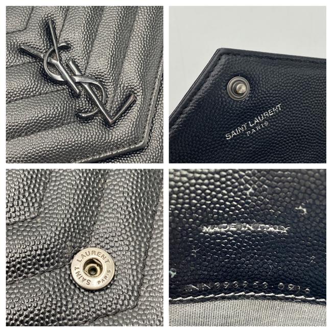 Saint Laurent Chain Wallet Monogram Envelope Grain De Poudre Matelasse Chevron Woc Black Leather Shoulder Bag - image 12
