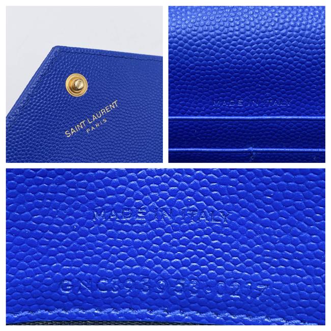 Saint Laurent Monogram Envelope Wallet on Chain Blue Calfskin Leather Shoulder Bag - photo 12