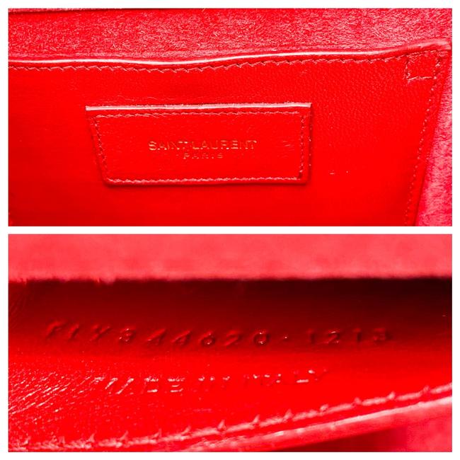 Saint Laurent Monogram Kate Grain De Poudre Small Satchel Red Leather Shoulder Bag - photo 12