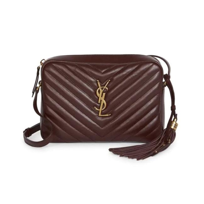 Saint Laurent Monogram Lou Women's Burgundy Camera Red Leather Cross Body Bag - image 12