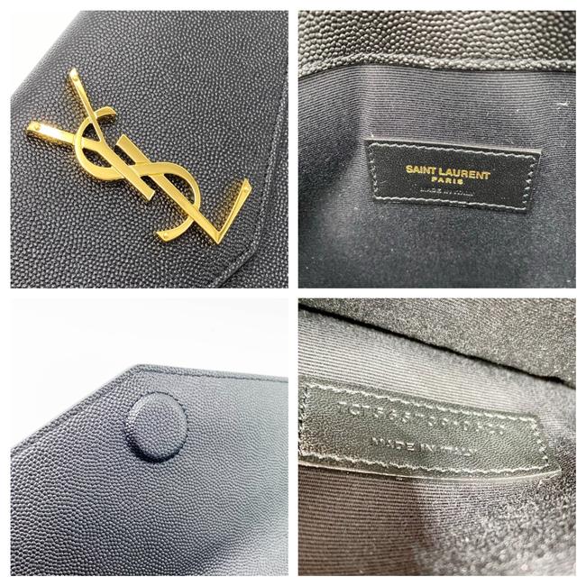 Saint Laurent Monogram Uptown Calfskin Envelope Black Leather Clutch - photo 12
