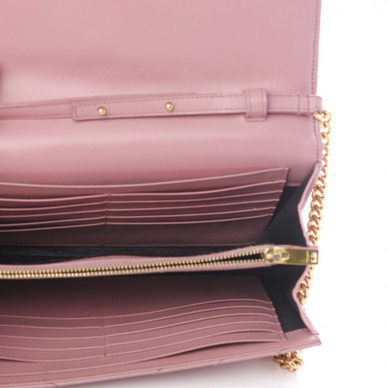 Saint Laurent Grain De Poudre Matelasse Chevron Monogram Woc Blush Fonce Pink Leather Shoulder Bag - image 4