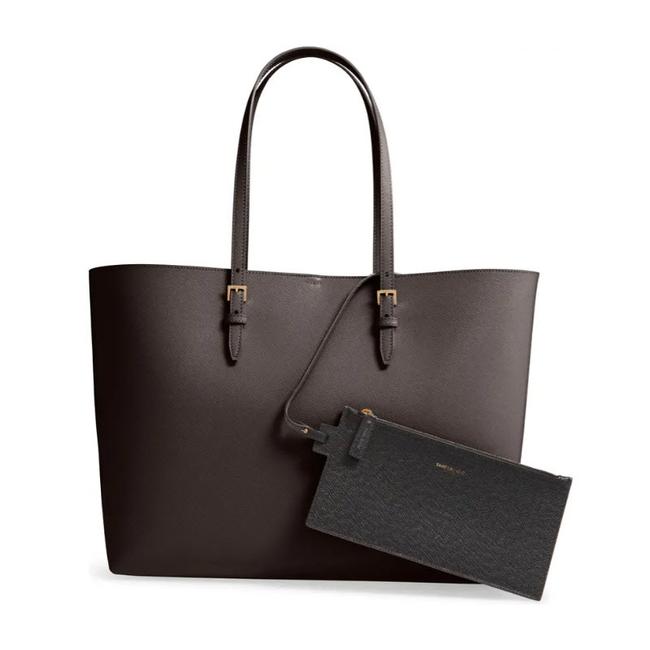 Saint Laurent Monogram Medium Shopping Bouclé Grey Leather Tote - photo 1