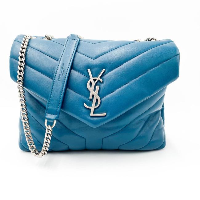 Saint Laurent Monogram Loulou Calfskin Y Quilted Monogram Small Chain Satchel Blue Leather Shoulder Bag - image 1
