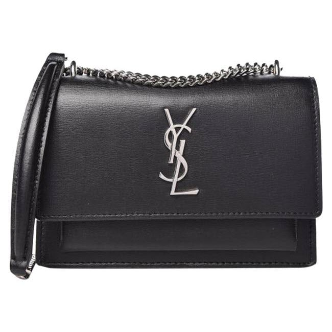 Saint Laurent Monogram Sunset Chain Wallet Black Calfskin Leather Shoulder Bag - photo 1