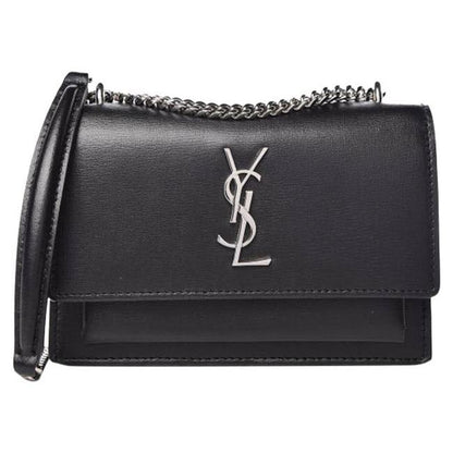 Saint Laurent Monogram Sunset Chain Wallet Black Calfskin Leather Shoulder Bag - photo 1