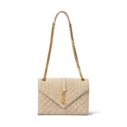 Saint Laurent Monogram Envelope Medium Beige Suede Leather Shoulder Bag - photo 1