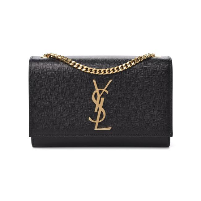 Saint Laurent Monogram Kate Ghw Grain De Poudre Small Satchel Black Leather Shoulder Bag - photo 1